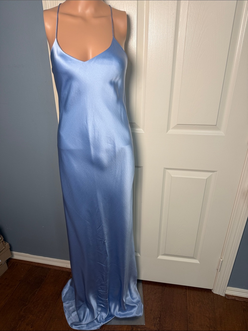 The Sei Bias Slip Dress And Cape in Icy Blue silk maxi gown - Picture 3 of 9